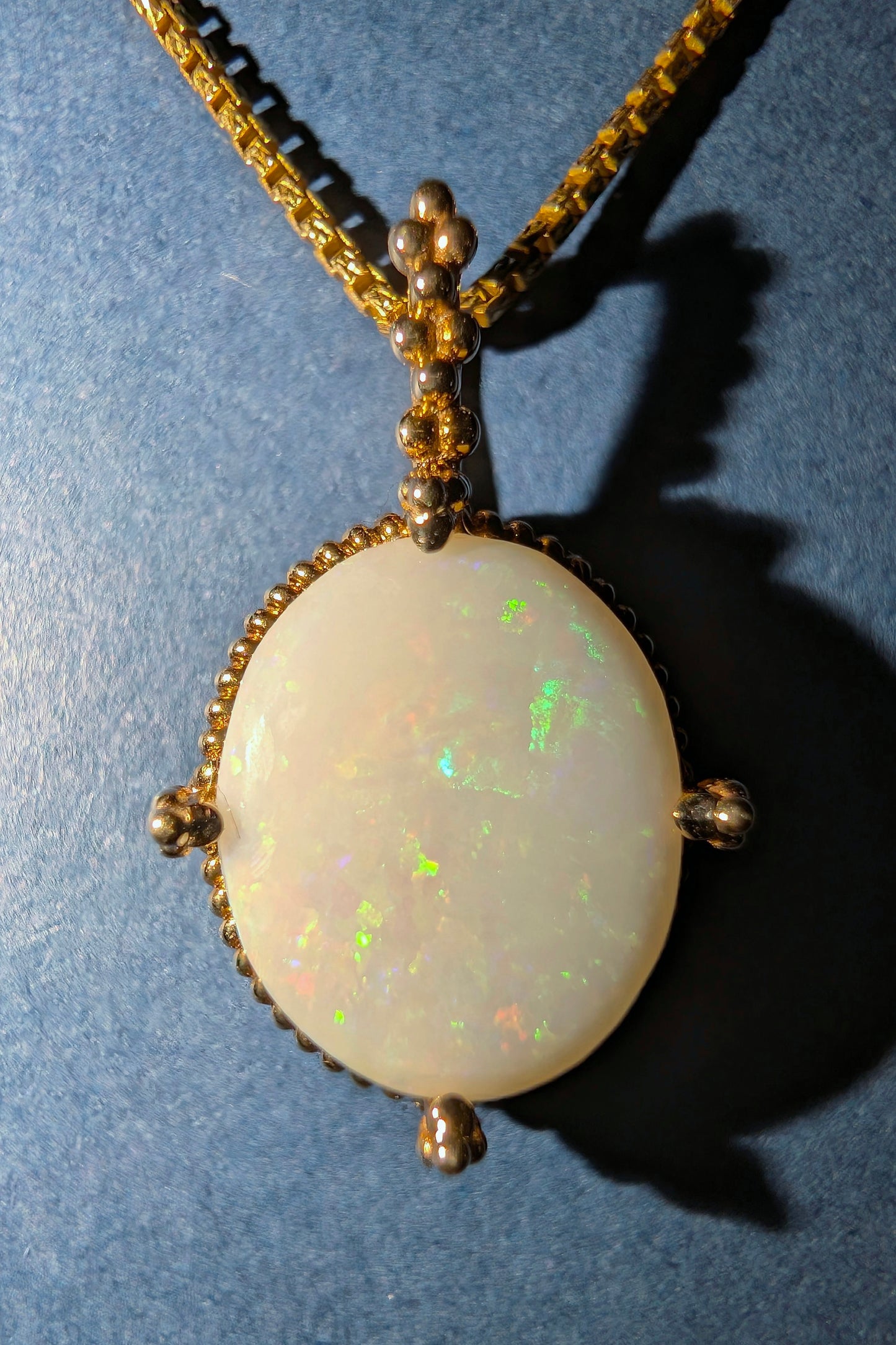 Precious Australian Coober Pedy Crystal White Opal )endant in 10kt Gold